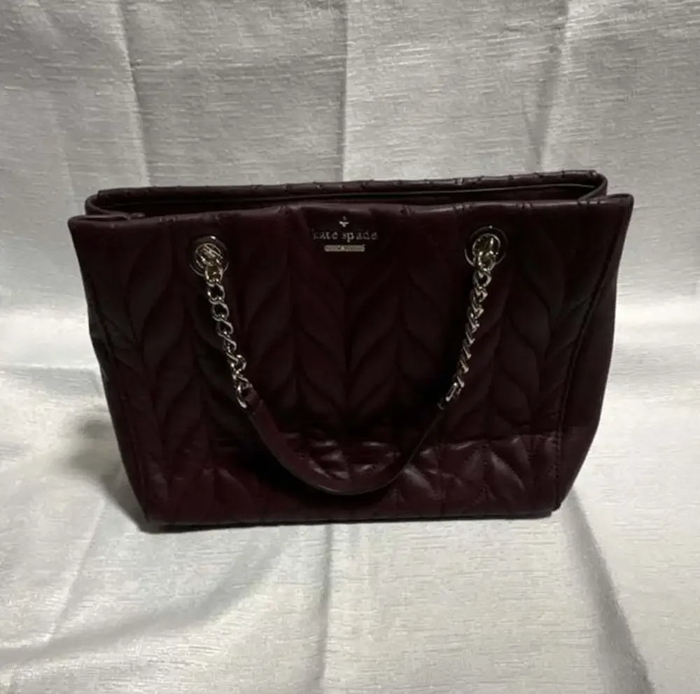 Kate Spade Meena Briar Lane Quilted Leather Satchel  Burgundy Cherrywood&wallet